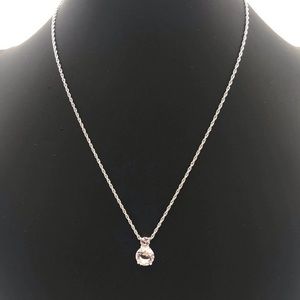 Swarovski Double Crystal Pendant Silver Tone Necklace